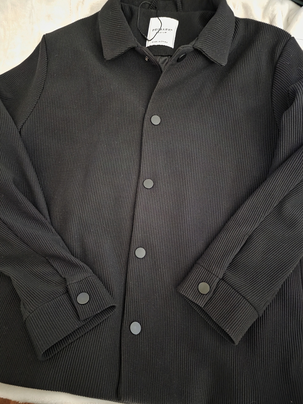 Primark Black Ribbed Button-Front Shirt Jacket - Picture 2 of 4